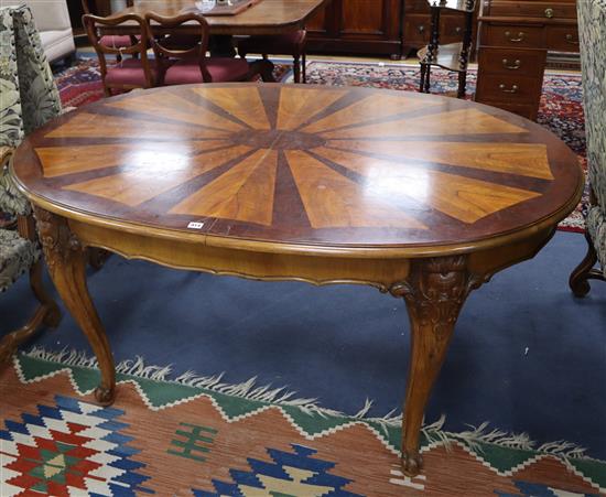 An early 20th century French parquetry extending dining table Approx. 230cm extended